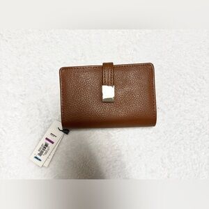 Brown APT.9 Safe Keeper Leather Wallet with Silver Accents